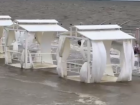 В Краснодарском крае затопило пляж на Азовском море: видео
