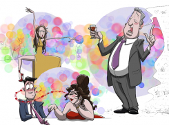 Краснодарский художник изобразил восемь типов людей на новогоднем корпоративе