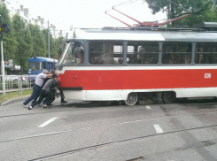 В центре Краснодара пустили трамвай, работающий на «человеческой тяге»