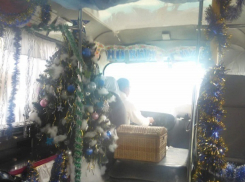 По Новороссийску ездит новогодняя маршрутка с елкой в салоне 