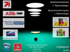 Политики, общественники, депутаты и администрация Краснодара сразятся в турнире по бильярду