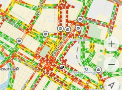 «Город встал»: После закрытия улицы Тургенева в Краснодаре образовались пробки в 9 баллов