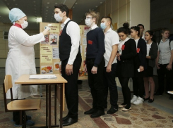 В Краснодаре из-за угрозы гриппа ученикам при входе в школу меряют температуру