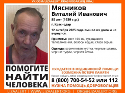 85-летний дедушка в черной куртке бесследно исчез в Краснодаре 
