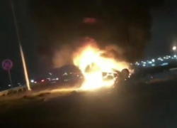На трассе в Краснодаре сгорел автомобиль 