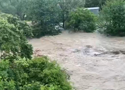 Мощные потоки воды хлынули по улицам Архипо-Осиповки в Краснодарском крае: видео 