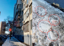 В Краснодаре глыбой льда чуть не убило женщину 