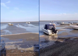 Суда сели на мель из-за сильного ветра на Ейском лимане