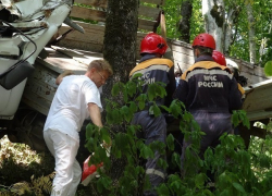 ДТП в Сочи: грузовик с людьми повис над обрывом 
