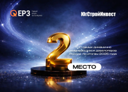 ГК «ЮгСтройИнвест» заняла второе место в рейтинге самых динамично развивающихся девелоперов страны по итогам 2025 года