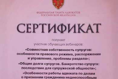 Услуги адвоката Шеховцовой Инессы Ивановны - 