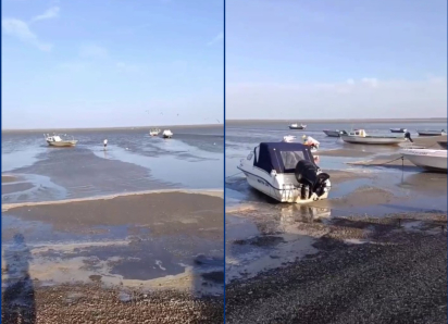 Суда сели на мель из-за сильного ветра на Ейском лимане