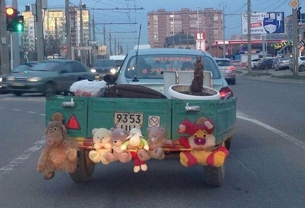 В Краснодаре водитель украсил автомобиль плюшевыми игрушками
