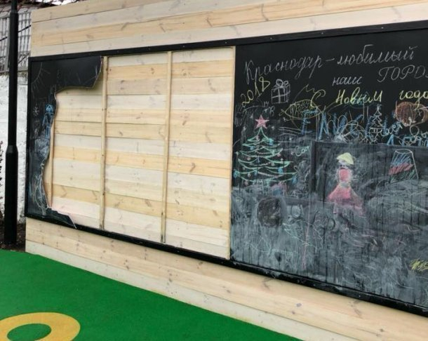 Вандалы разгромили детский открытый класс в только что сделанном парке в Краснодаре