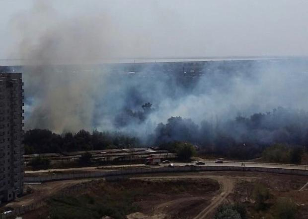 В Краснодаре произошел крупный пожар в лесопарке