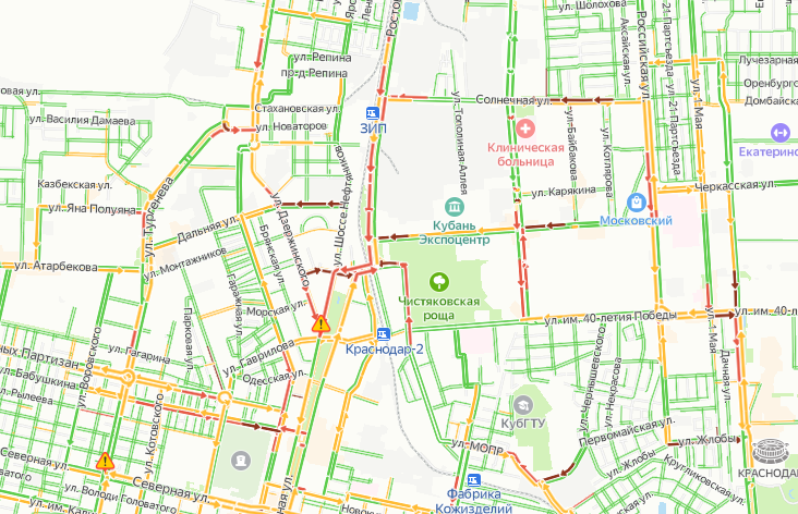 Карта краснодара пробки онлайн сейчас