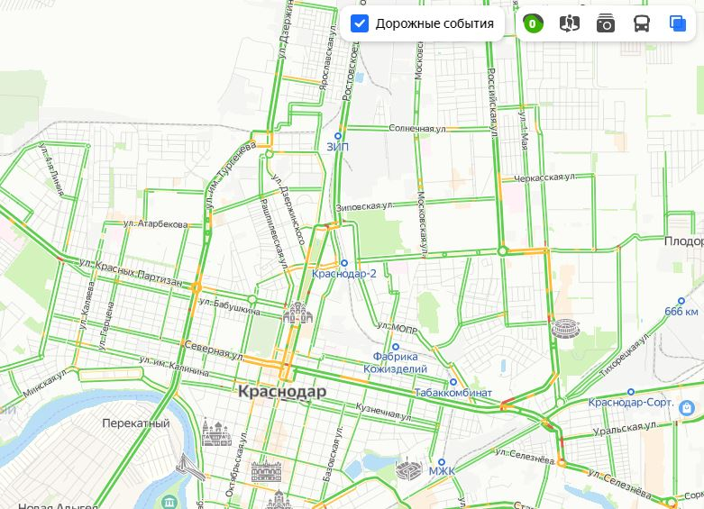 Карта краснодара пробки онлайн сейчас