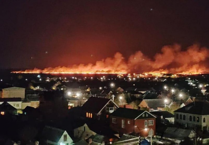  Вокруг Темрюка произошел сильный пожар на плавнях 