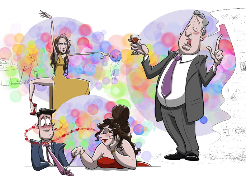 Краснодарский художник изобразил восемь типов людей на новогоднем корпоративе