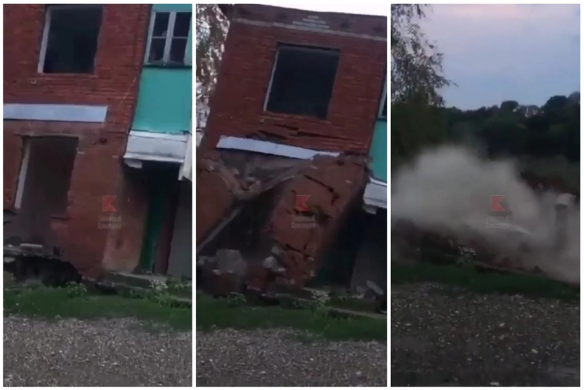 На берегу реки в Краснодаре рухнул дом