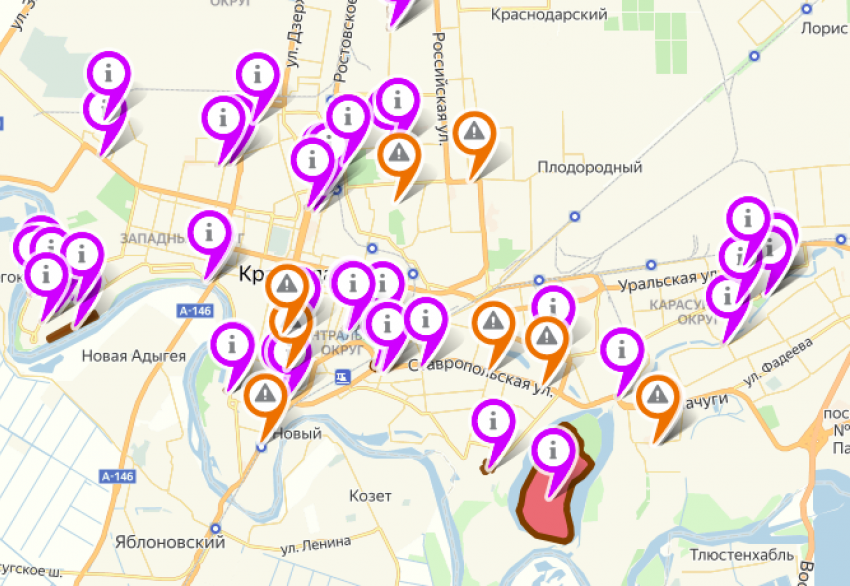 Создана интерактивная карта возвращенных мэрией Краснодара участков