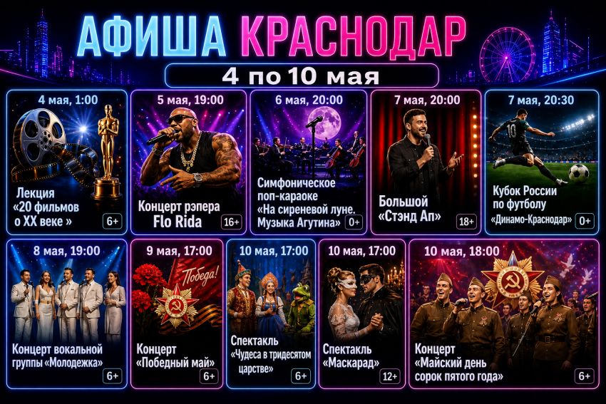 Куда сходить в Краснодаре: афиша с 4 по 10 мая