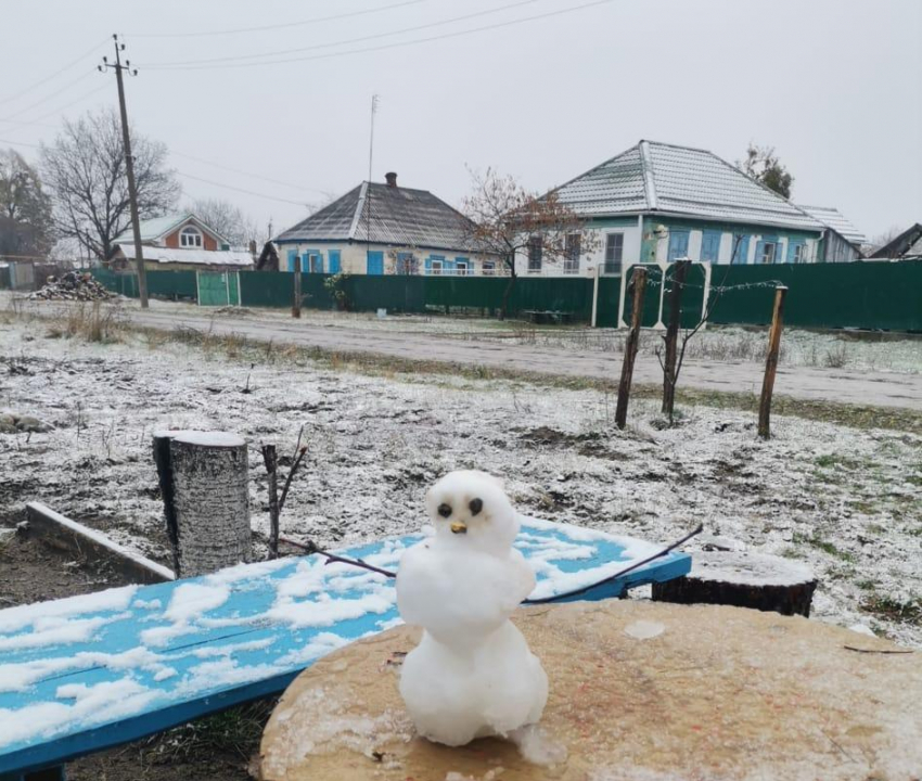В Краснодарском крае лепят первых снеговиков 