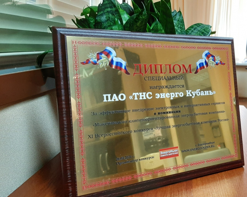 «ТНС энерго Кубань» удостоено специального диплома главного отраслевого конкурса