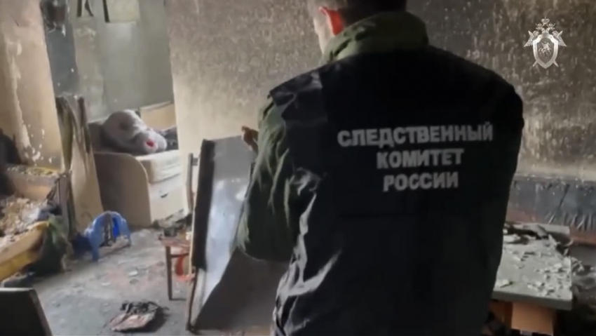 СК опубликовал кадры с места пожара в Краснодарском крае, где погибли двое детей