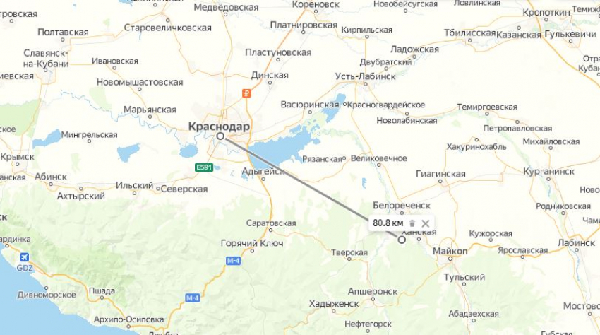 Землетрясение произошло в 80 километрах от Краснодара